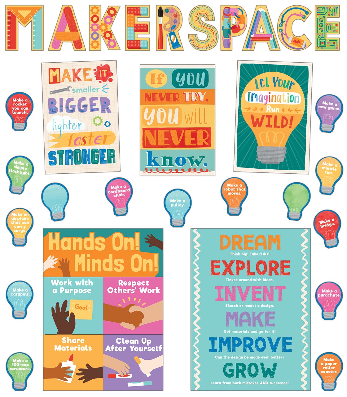 Carson Dellosa – Makerspace Bulletin Board Set, Classroom Décor, 33 Pieces